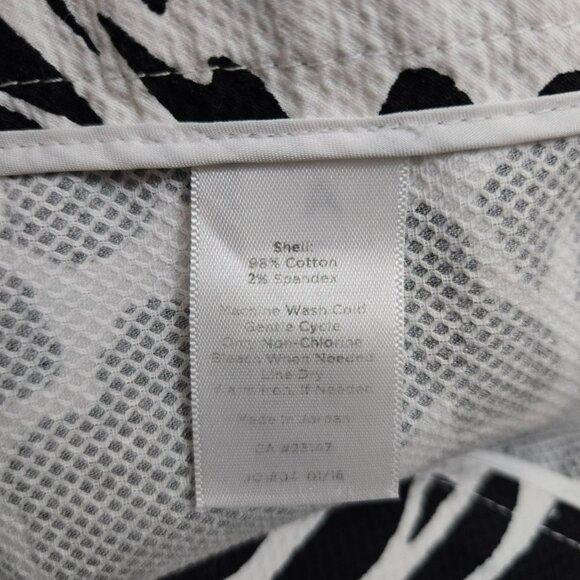 Talbots Hampshire Women 2 Black & White Textured Leaf Print Low Rise Ankle Pants - Picture 7 of 12